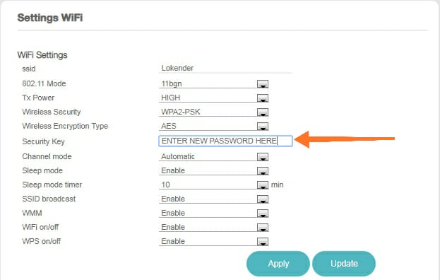 how to change jiofi password